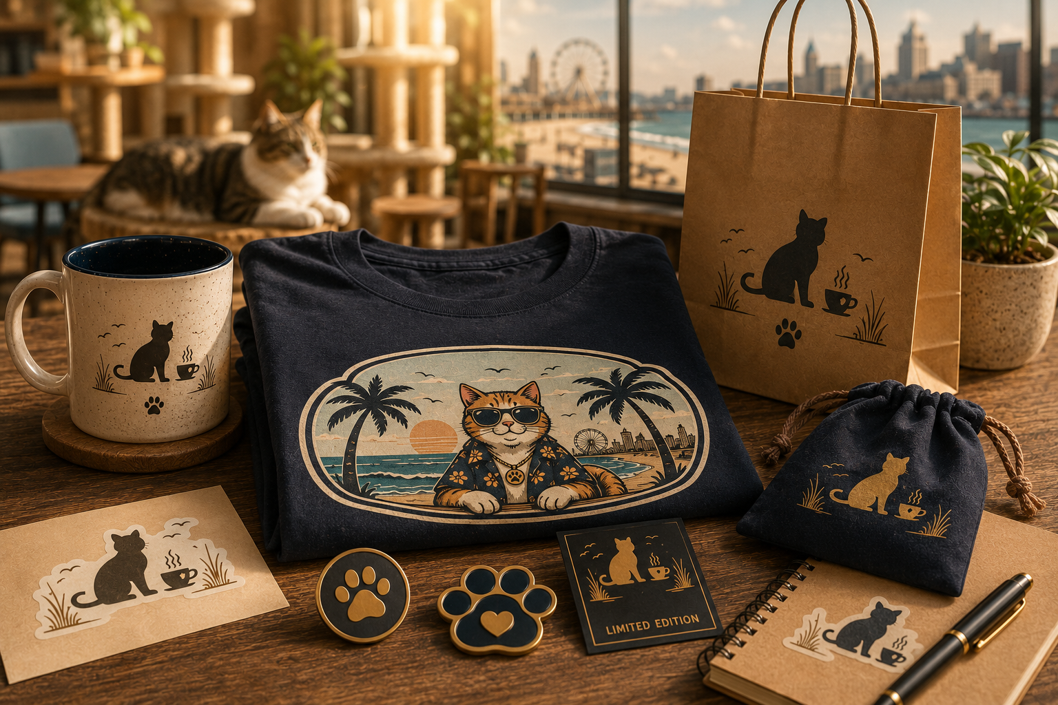 Founding merchandise supporting the RipVanWhisker Cat Café mission